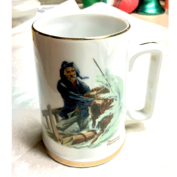 VTG 1985 NORMAN ROCKWELL Braving The Storm Tankard Mug Seafarer's Collection - Picture 2 of 7